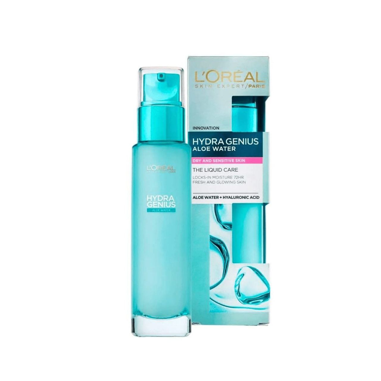 کرم آبرسان 72ساعته پوست خشک و حساس اورال-  HYDRA GENIUS ALOE WATER 72 HR DRY&SENSITIVE SKIN LOREAL